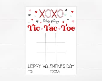 Printable Tic Tac Toe Valentine's Day Cards for Kids (PDF)