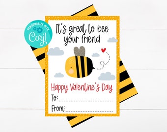 Editable Bumble Bee Valentine's Day Card (Digital Download)
