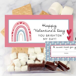 Toppers Rainbow Gift Treat Rainbow STAMPABILE per i compagni di classe - Stampabile San Valentino S'more Topper, Biglietto di San Valentino