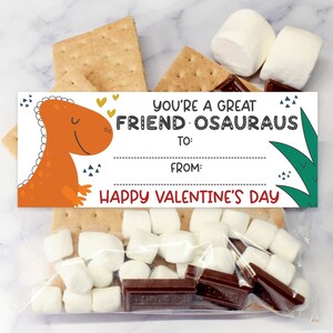 STAMPABILE San Valentino Dinosaur Treat Toppers per i compagni di classe - Stampabile San Valentino S'more Topper, San Valentino Bomboniera