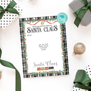 Carta EDITABLE de Santa - DIY Carta editable de Santa, Carta del Polo Norte, Plantilla editable, Carta imprimible de Santa Claus