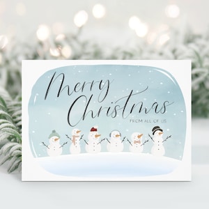 Joyeux Noël carte de vœux vierge - Carte de Noël de groupe, Carte de Noël pour patron, Carte de Noël familiale, Carte de Noël Bonhomme de neige