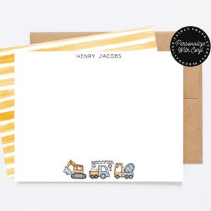 Tarjeta de construcción personalizada editable para niños - Plantilla de tarjeta de agradecimiento personalizada para niños