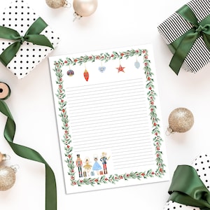 Papel timbrado de quebra-nozes de Natal IMPRIMÍVEL - papel timbrado de Natal, papel de Natal, papel timbrado de férias para impressão, papel timbrado de inverno imprimível