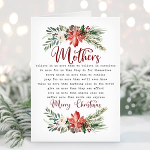 Carte de Noël pour maman - Carte de Noël, Carte de Noël maman, Cartes de Noël, Cartes de Noël Maman, Carte sentimentale, Carte vierge