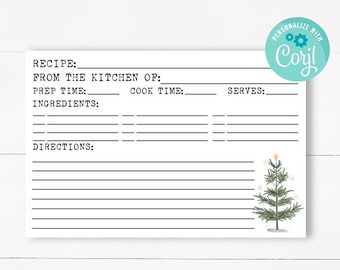Editable Christmas Recipe Card Template (Digital Download)