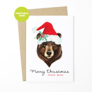 DRUCKBARE Weihnachtskarte für Mama - Mama Bär Weihnachtskarte, Weihnachtskarte