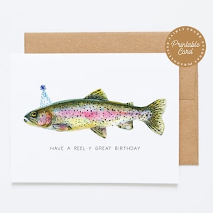 PRINTABLE Birthday Card - Have A Reel-y Great Birthday - Fishing Birthday Card for Husband, Dad Birthday Card, Fishing Pun Birthday Card