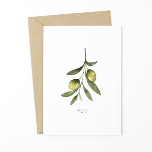 Carte de jeu de mots alimentaire - Olive You - Carte d'anniversaire, carte Je t'aime, carte de la Saint-Valentin, carte de jeu de mots pour mari, carte pour femme, carte d'amour