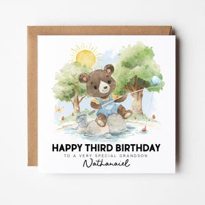 Carte d'anniversaire personnalisée pour enfant - carte d'anniversaire sur le thème de la pêche - carte personnalisée pour petit-fils, jolie carte pour garçon