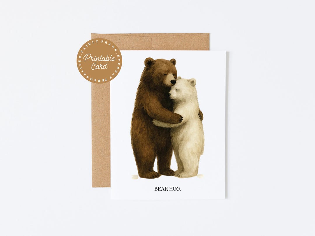 Bear Hug Printable Greeting Card | Thinking of You Encouragement Card ...
