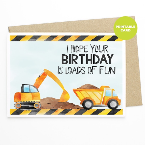 PRINTABLE Construction Site Birthday Card I Hope Your Etsy Canada