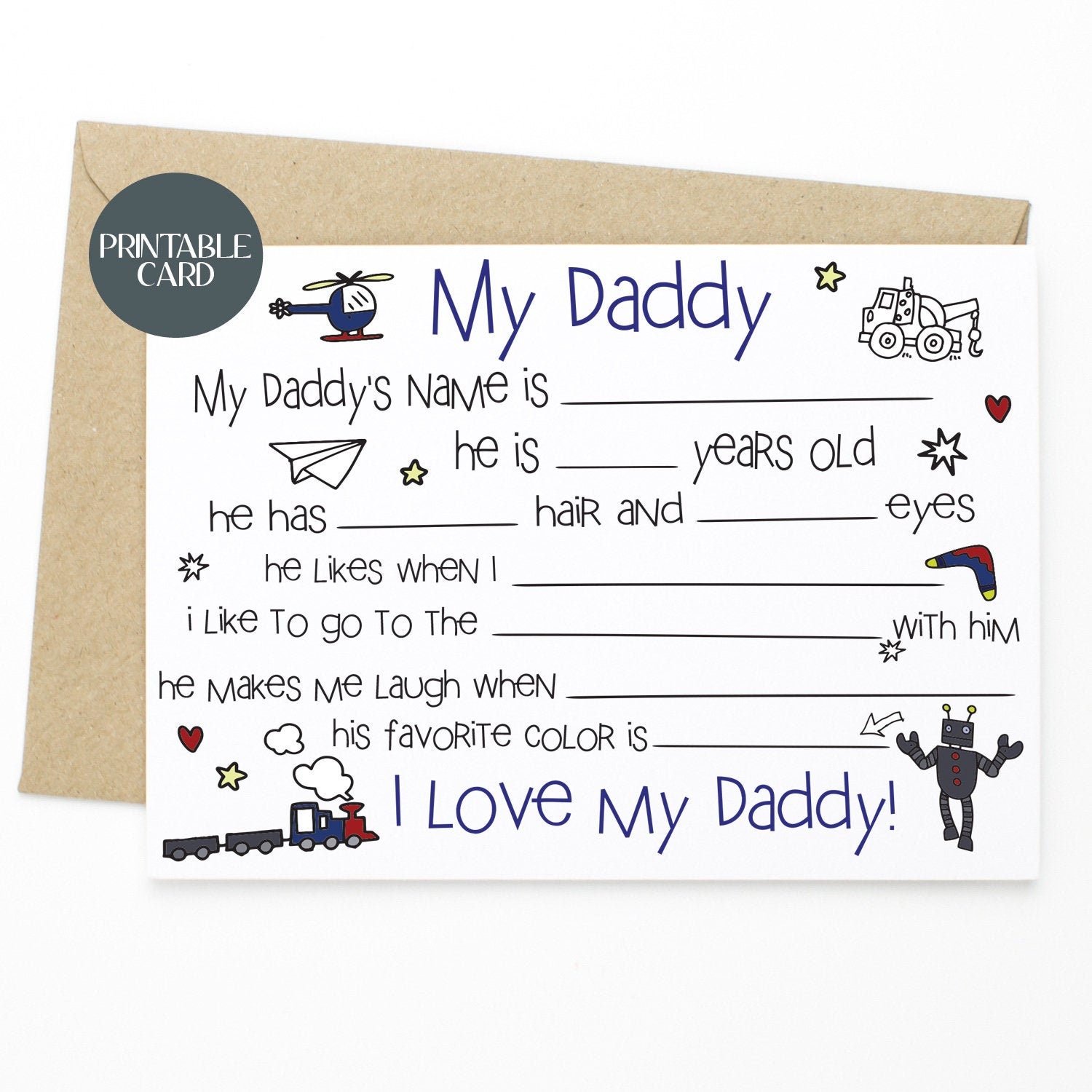 printable father s day card from kids my daddy interview etsy