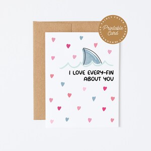 PRINTABLE Kids Valentine’s Day Card, Shark Valentines Day Card For Son, Card For Granddaughter - I Love Every-Fin About You