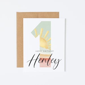 Carte personnalisée Happy 1st Birthday - Happy Birthday Little One - première carte d'anniversaire, premier anniversaire de bébé personnalisé, carte d'anniversaire de petit-fils