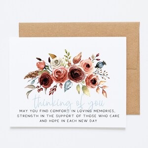 Carte de sympathie simple – Penser à vous pendant le deuil – Carte de condoléances