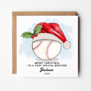 Carte de Noël personnalisée baseball - carte de vœux pour petit-fils, petite-fille, fils, neveu