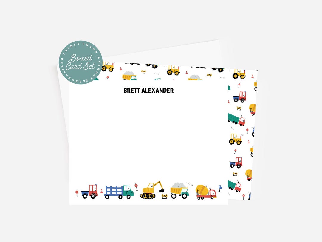 Personalized Construction Notecards Set of 10 With Envelopes | Custom ...