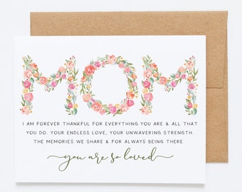 Mom, I Am Forever Thankful For Everything You Are & All That You Do - Sentimental Card For Mom, Mother's Day Card, Birthday Card For Mom