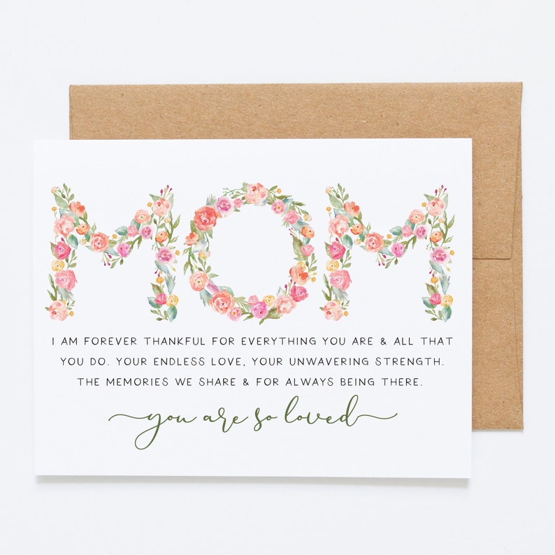 Mom, I Am Forever Thankful For Everything You Are & All That You Do Sentimental Card For Mom, Mother's Day Card, Birthday Card For Mom image 1