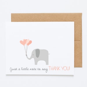 Carte de remerciement personnalisée pour baby shower - Montrez votre appréciation avec une note réfléchie - Simple Elephant Baby Shower Merci Notecard