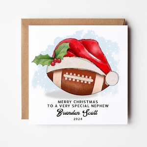 Carte de Noël de football personnalisée personnalisée - Carte de vœux pour petit-fils, petite-fille, fils, neveu
