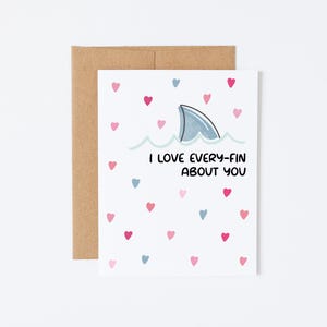 Carte de Saint-Valentin pour enfants, carte de Saint-Valentin requin pour fils, carte pour petite-fille - I Love Every-Fin About You