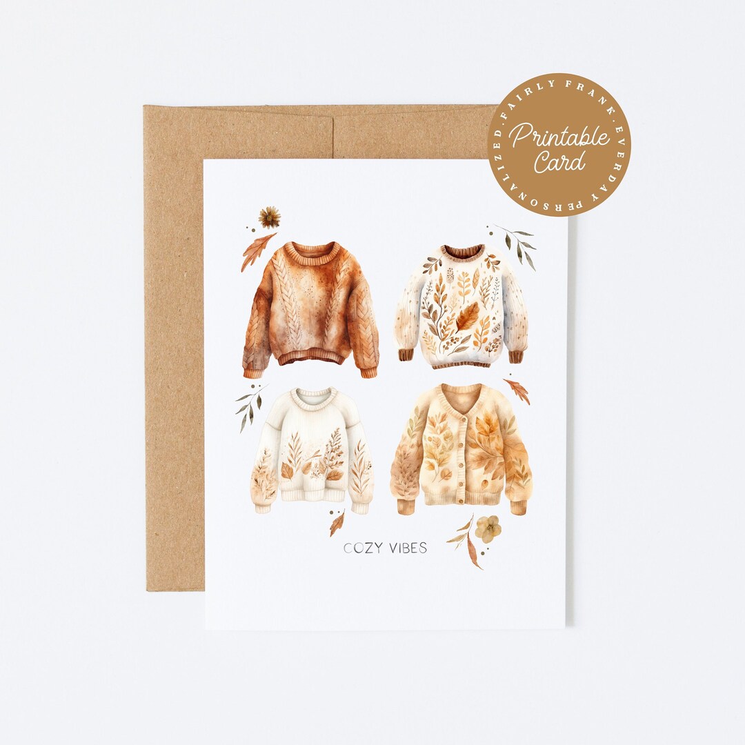 PRINTABLE Cozy Vibes Fall Greeting Card - Autumn-inspired Handmade Note ...