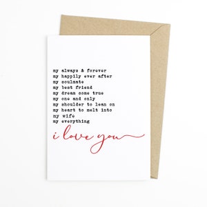 Carte d’anniversaire romantique sentimental - My Always & Forever Wife - I Love You Card, Carte Saint-Valentin, Carte Couples