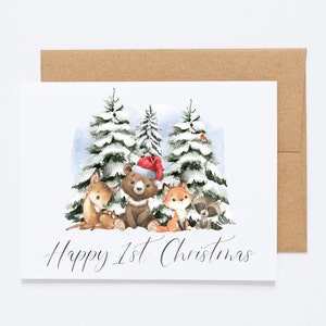 Carte de vœux personnalisée du 1er Noël pour petit-fils - Carte souvenir du 1er Noël du bébé, carte de vacances, carte de Noël pour enfants