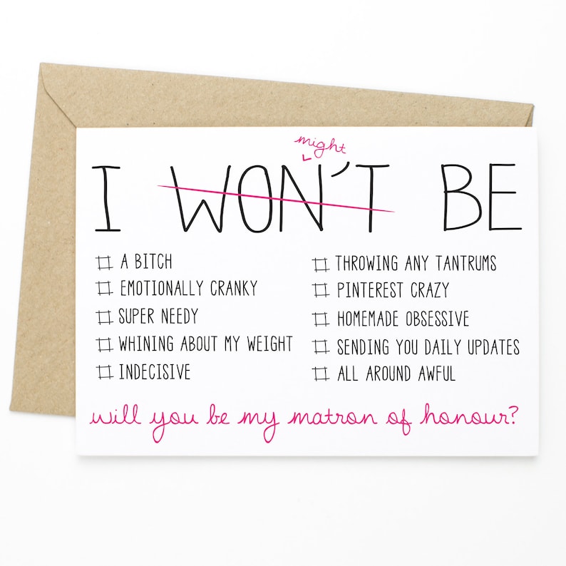 PRINTABLE Matron of Honor Bridal Party Proposal Card I | Etsy