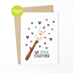 Cartão de felicitações de Dia dos Namorados para IMPRESSÃO - Nós ficamos juntos - Cartão S'More I Love You, S More Cartão de Dia dos Namorados