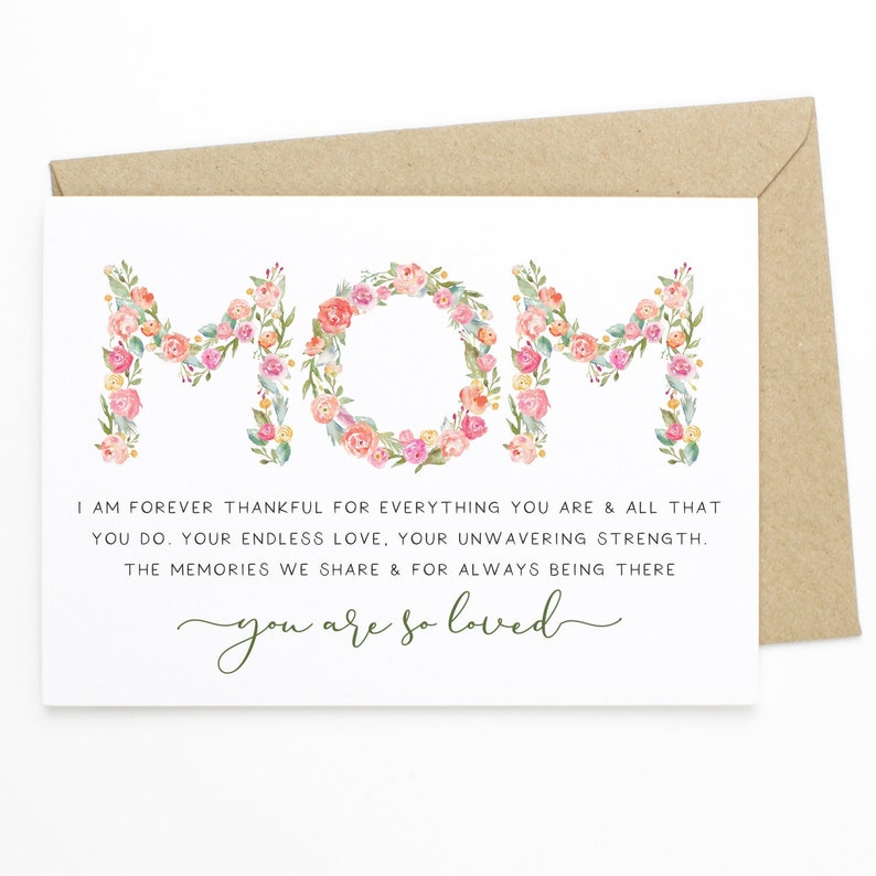 Thankful For You Mom Blank Greeting Card