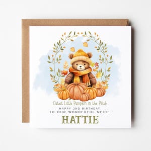 Carte d'anniversaire d'octobre personnalisée - Adorable thème citrouilles pour enfants