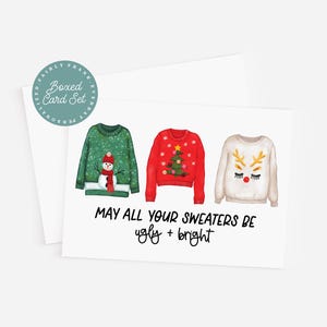 Funny Ugly Christmas Sweater Card Set - Boxed Holiday Greeting Cards