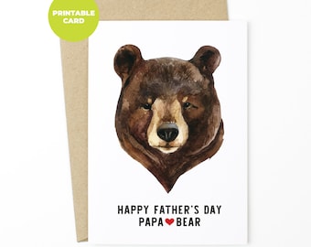 PRINTABLE Father's Day Card - Happy Father's Day Papa Bear - Card For Dad, Dad Card, Papa Bear, Birthday Card dad, Card For Him