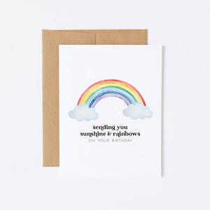 Sunshine and Rainbows Birthday Card For Kids - Sending You Sunshine and Rainbows On Your Birthday