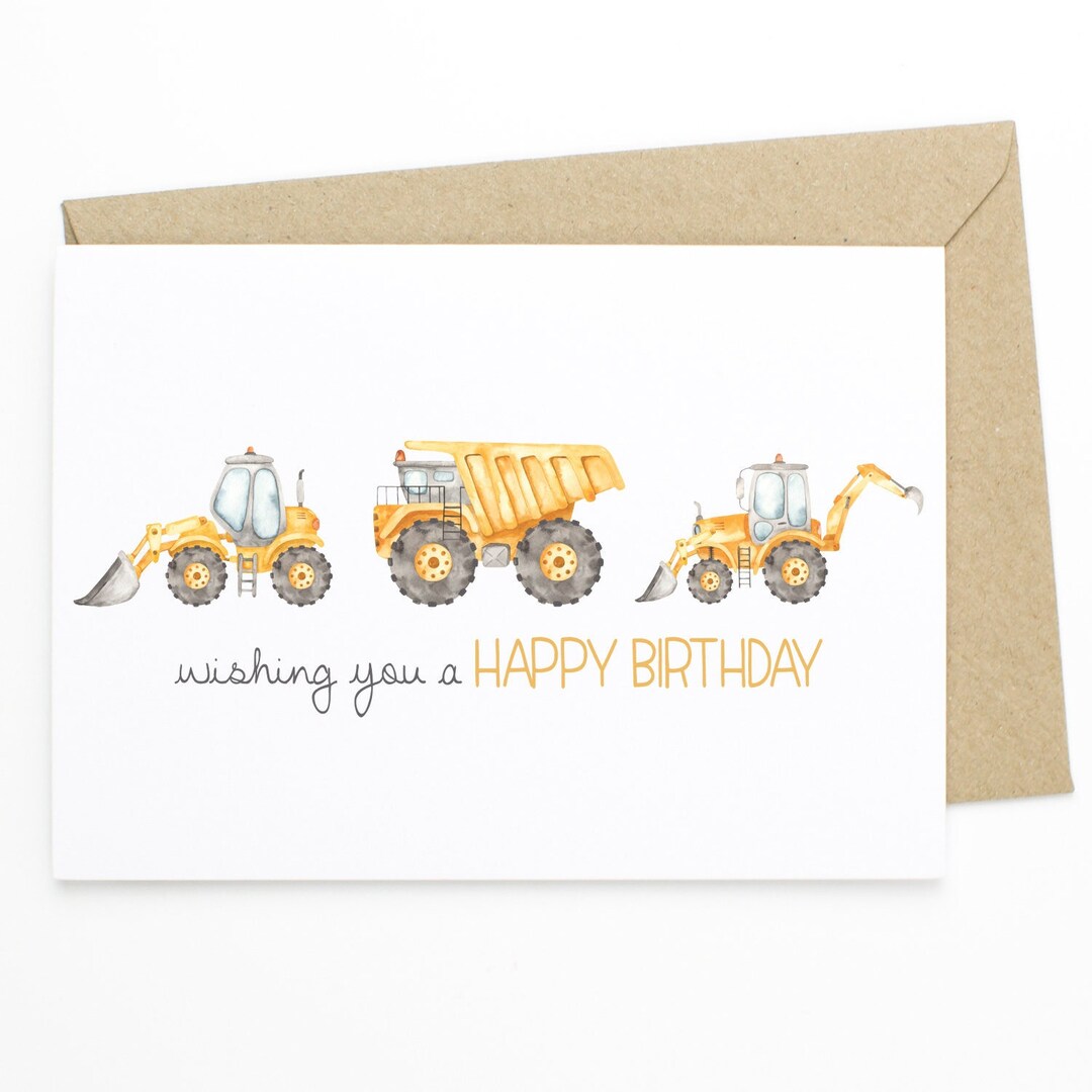 Construction Birthday Card for Kids Wishing You A Happy - Etsy