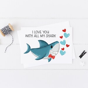 PRINTABLE Shark Valentine's Day Card - Happy Valentine's Day Greeting ...