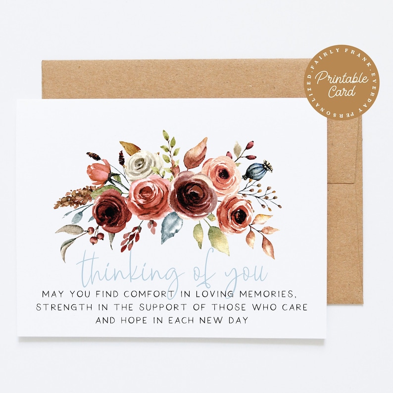 Floral Sympathy Card: Thinking of You (digital Download) - Etsy