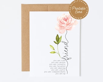 Sentimentalt vänkort: Blommig uppmuntran (digital nedladdning)