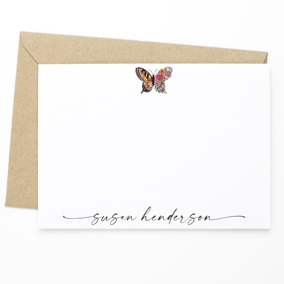 Personalized Women's Stationery Set Set of 12 Flat Etsy