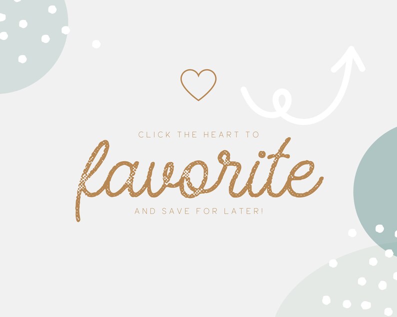 May include: Click the heart to favorite and save for later! A light blue and white polka dot circle, a white arrow pointing up, and a gold heart are on a light gray background.