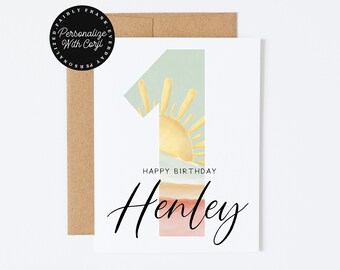 Personalized 1st Birthday Card: Sunshine Theme (Digital Download)