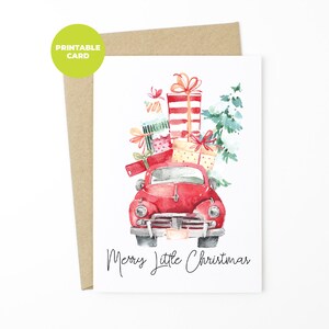 DRUCKBARE Weihnachtskarte - Frohe kleine Weihnachten - Weihnachtskarten, druckbare Weihnachtskarte, Aquarell Weihnachtskarte