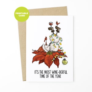 PRINTABLE Funny Christmas Card - Vin Christmas Card, Friend Holiday Card, Funny Holiday Card, Drunk Snowman Card