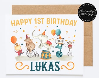 EDITABLE Personalized Birthday Card - Personalized birthday card, kids birthday card, Any Age Custom birthday card, first birthday card