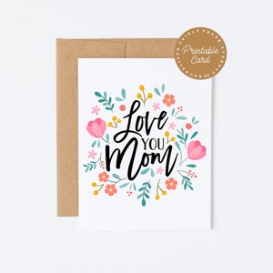Cartão IMPRIMÍVEL para mamãe, cartão de dia das mães, cartão de aniversário para mamãe - te amo mamãe