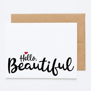 Carte de jour de mariage - Hello Beautiful - Carte d'anniversaire pour mari, cadeau d'anniversaire pour femme, carte d'amour simple, carte de Saint Valentin