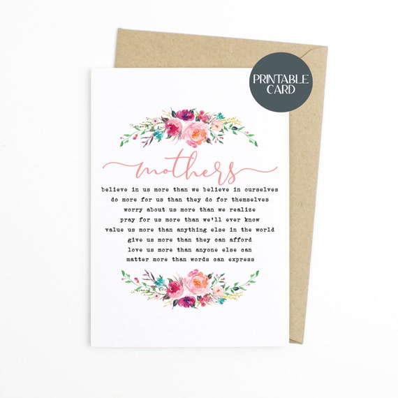 PRINTABLE Mother's Day Card Birthday Card for Mom